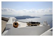 Canvas Art Print Santorini with Boat